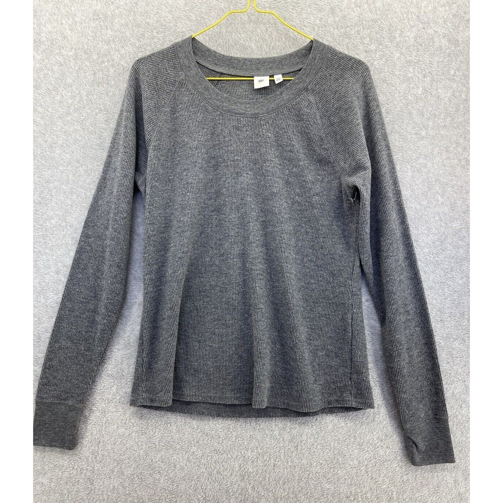 BP Women's waffle Knit sweater Gray Long sleeve size Large